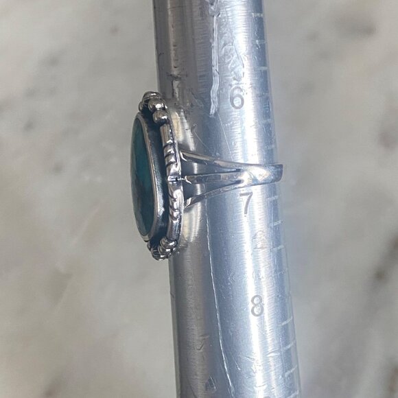 NEW Mojave Turquoise and Beaded Border Sterling Silver Ring Size 7 - Picture 3 of 4